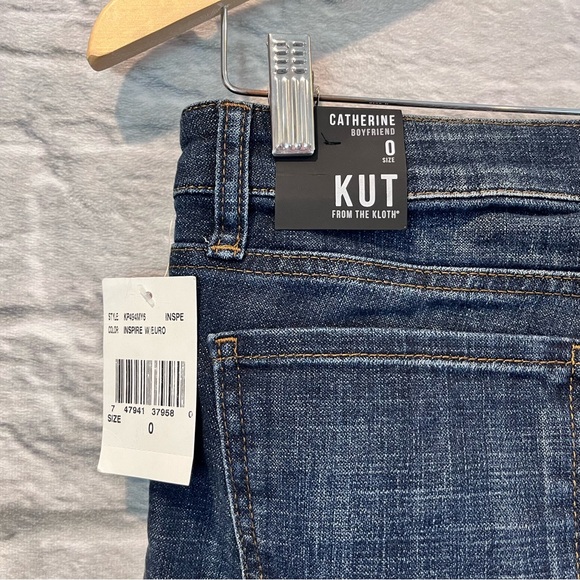 Nwt Kut from the Kloth Size 0 Catherine BoyFriend Fit Blue Wash Jeans - Picture 12 of 13